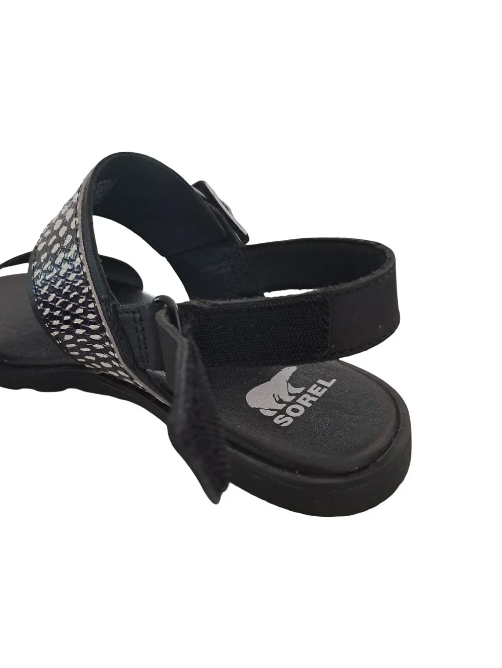 Sorel Ella III Leather Black Sandals Womens Size 6 New